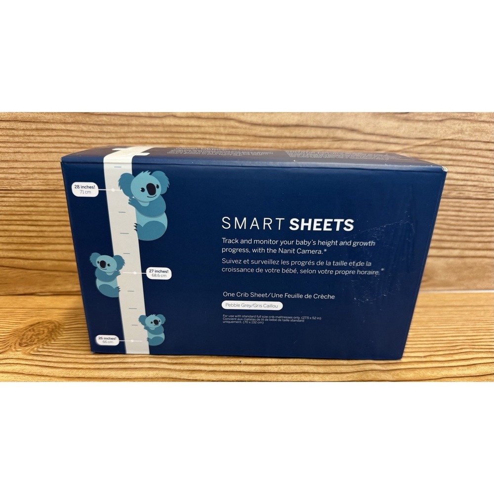 NEW Nanit Smart‎ Sheets Crib Sheet ONLY Grey Track Baby's Height & Growth